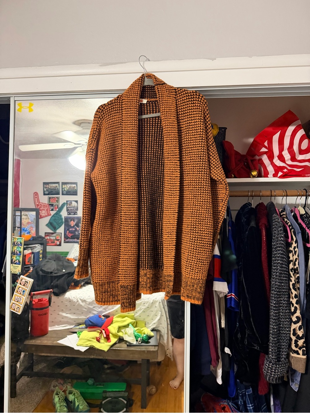 Mazik Open-Front Chunky Knit Cardigan - Rust